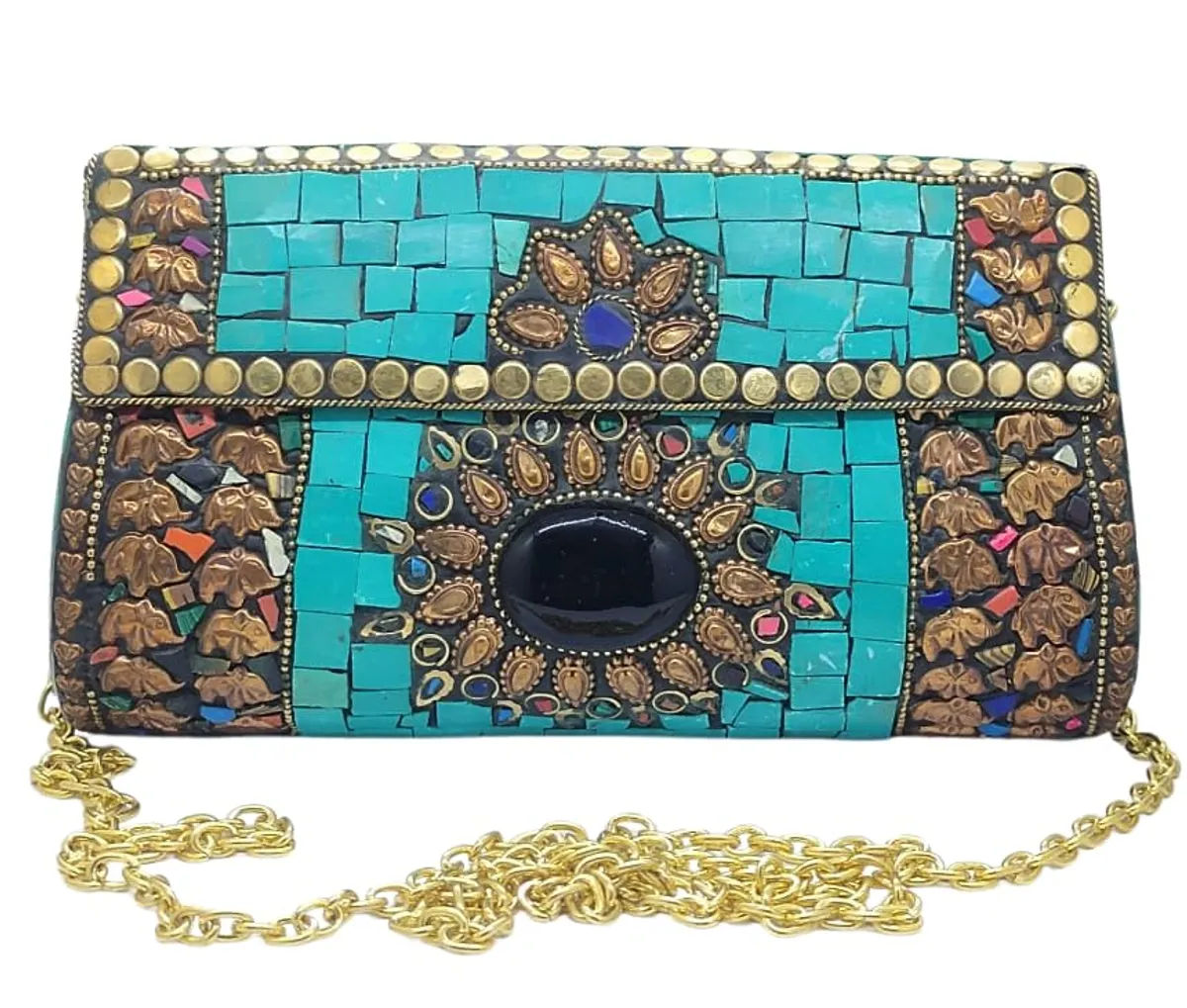 Green Mosaic Metal Handbag for Sustainable Fashion